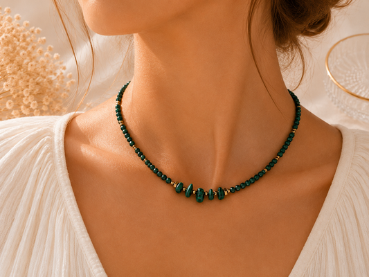 Collier Malachite doré