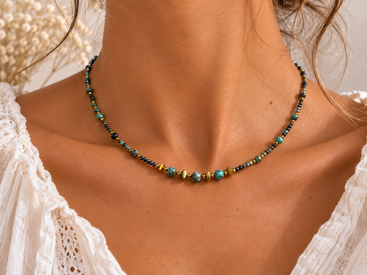 Collier Turquoise Africaine doré