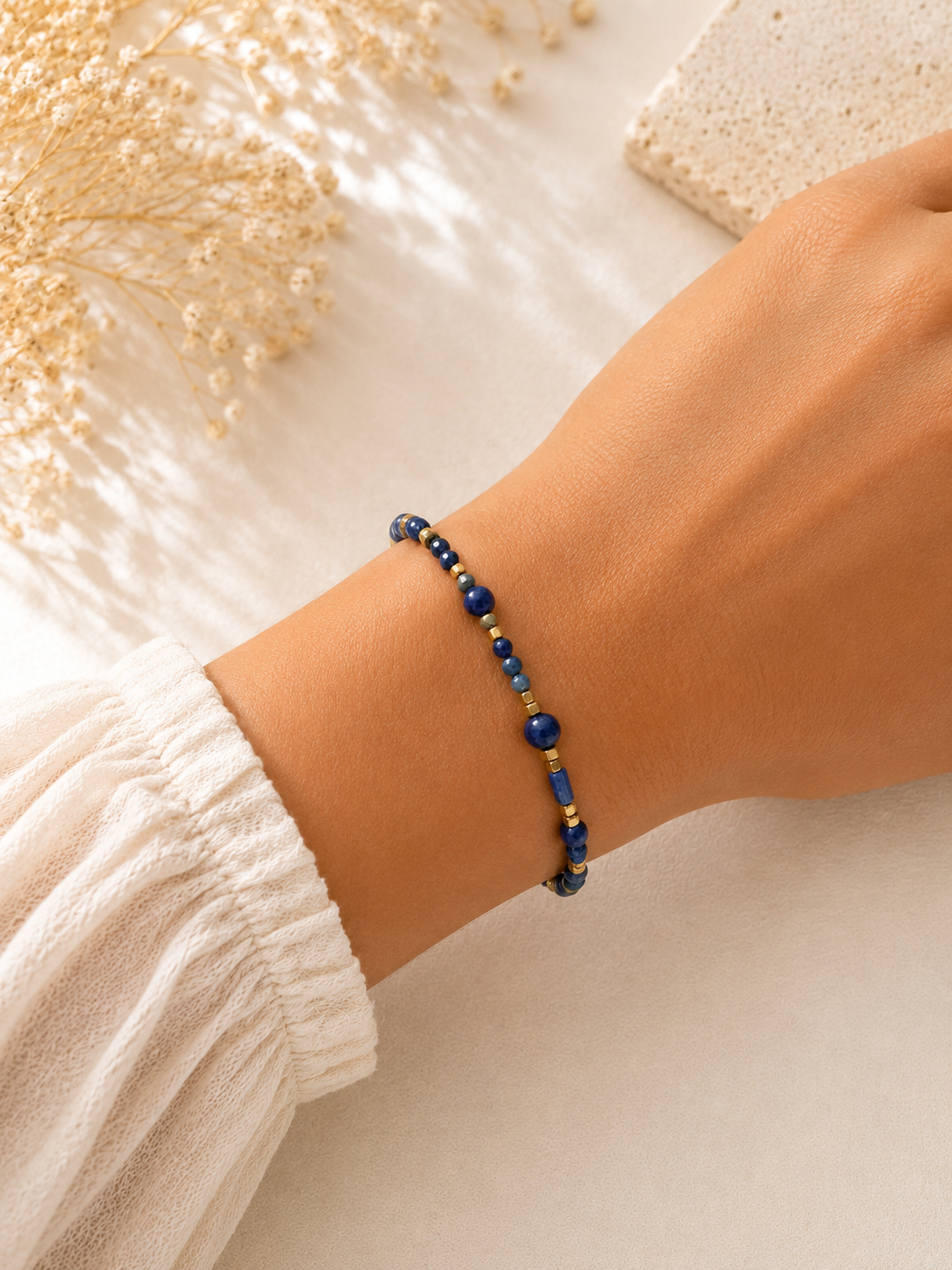 Bracelet Lapis Lazuli - Doré