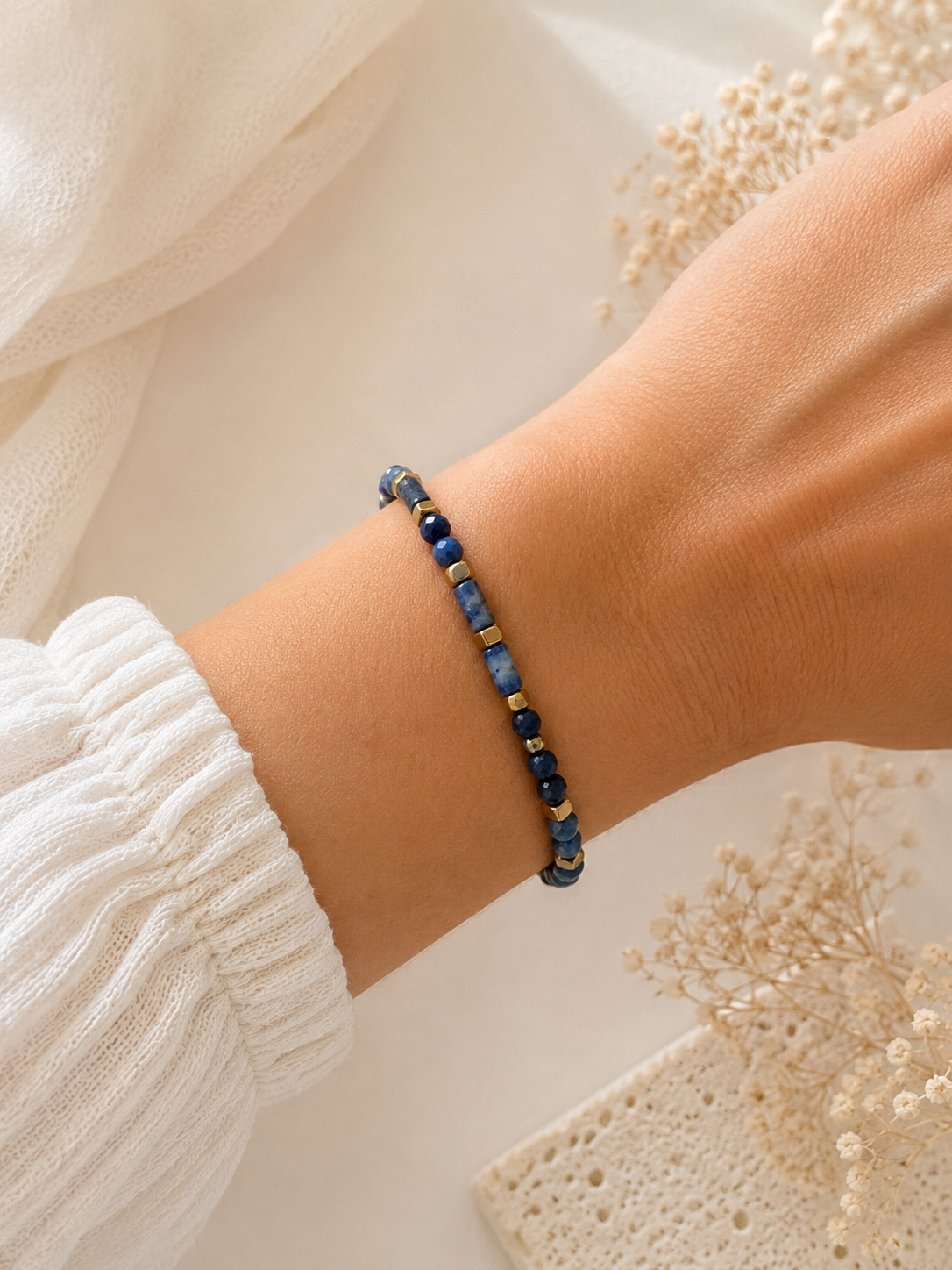Bracelet Lapis Lazuli - Doré