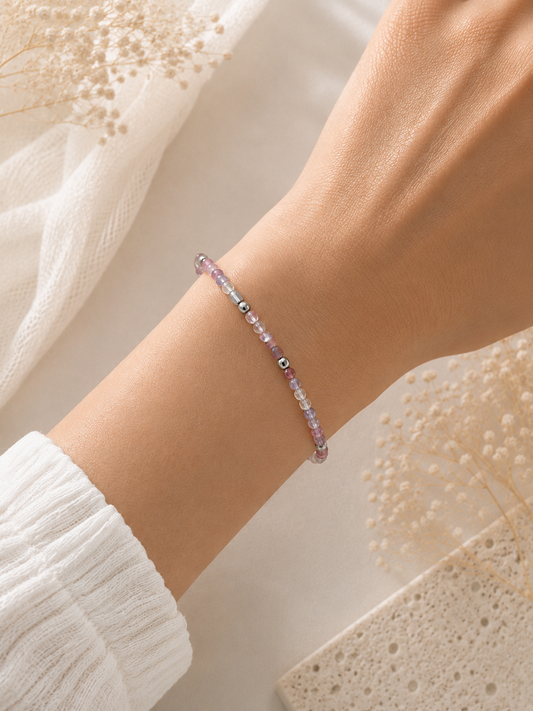Bracelet Améthyste facetté argenté