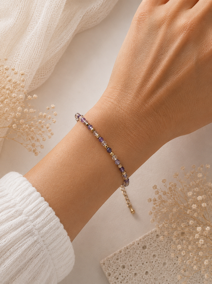 Bracelet Améthyste facetté fin doré