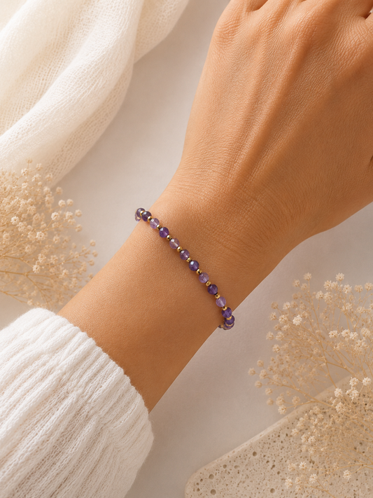 Bracelet Améthyste facetté doré