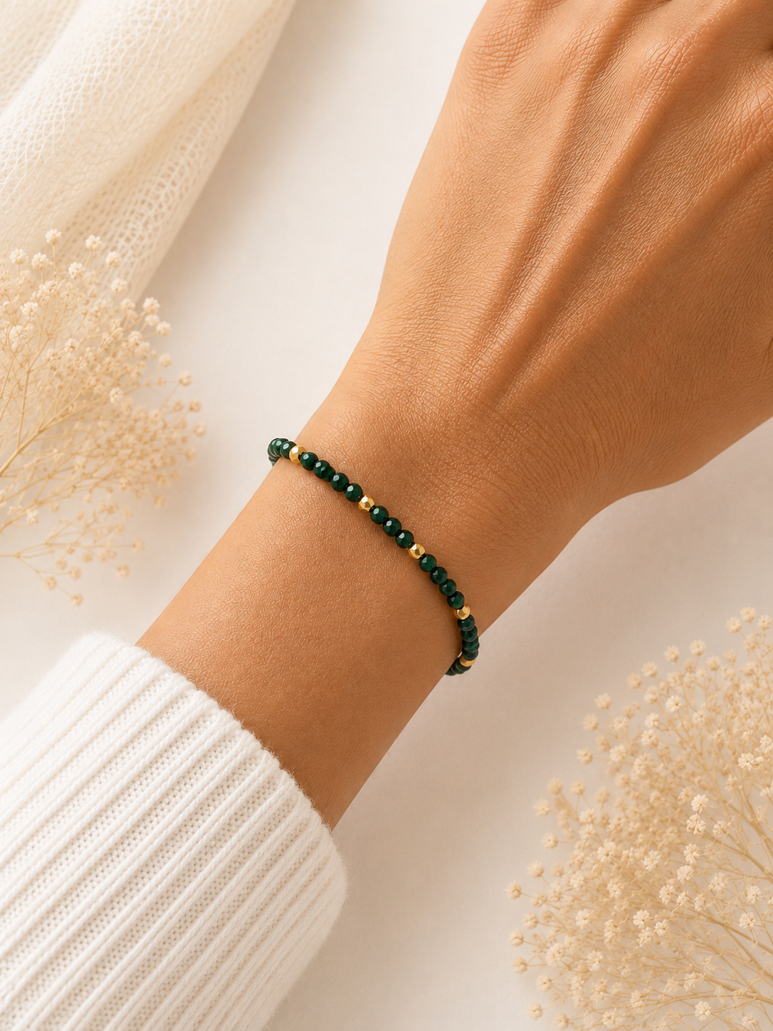 Bracelet en Malachite Naturelle – Création Artisanale doré