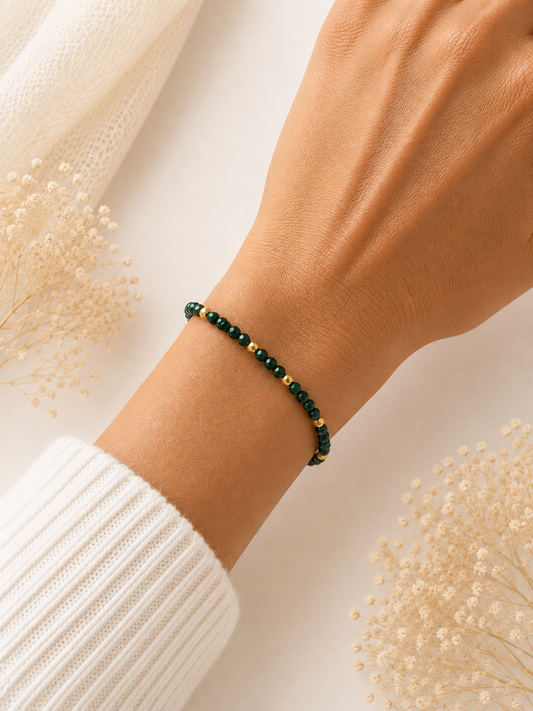 Bracelet en Malachite Naturelle – Création Artisanale doré