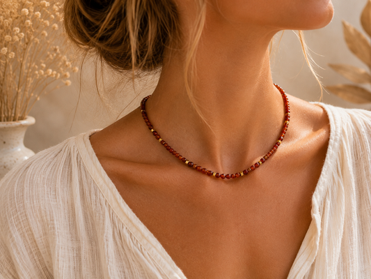 Collier Grenat Naturel – Élégance & Énergie doré