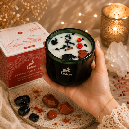 Jaspe rouge - Agate noir - Bougie parfumée avec pierres naturelles