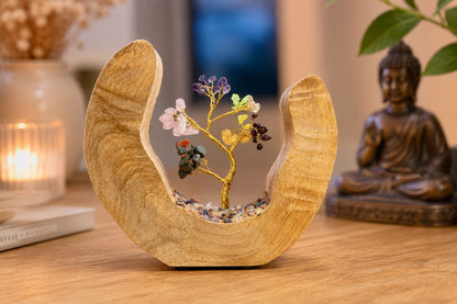 Quartz rose - Jardin d'Arbre en Pierres Précieuses en bois de Manguier