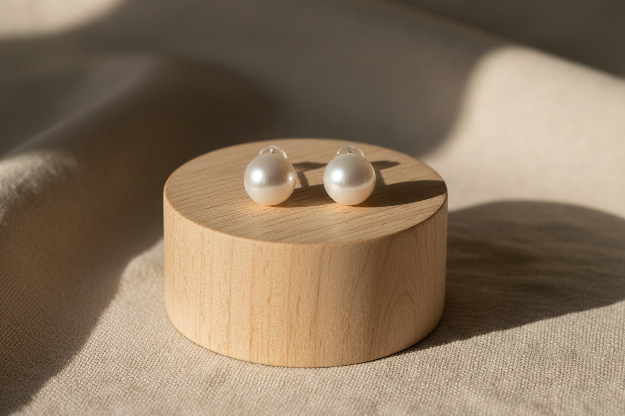 Clous d'oreilles perles d'eau blanc