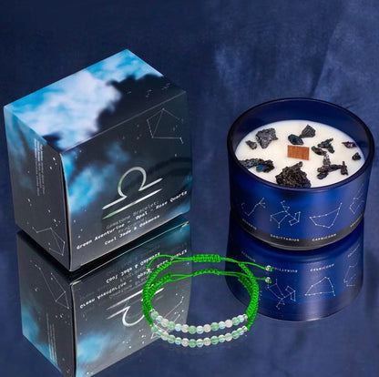 Bougie de Cristal du Zodiaque avec Bracelet de Pierres Précieuses - Bélier