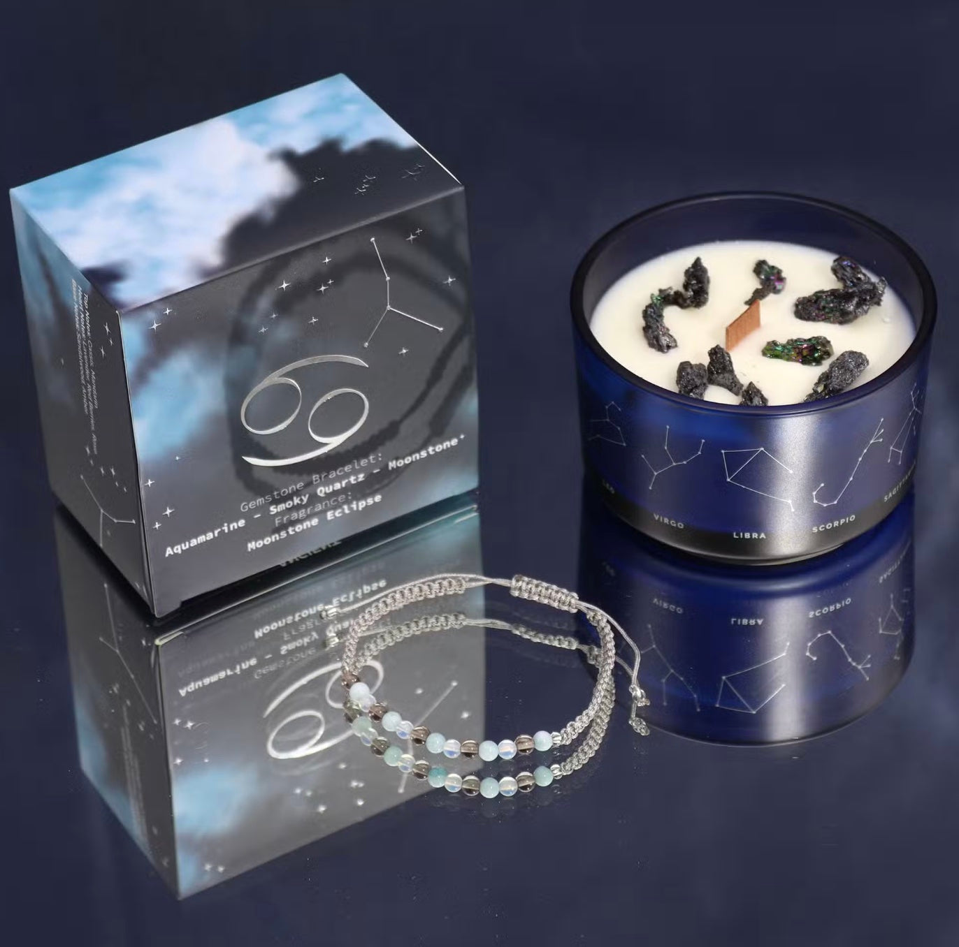 Bougie de Cristal du Zodiaque avec Bracelet de Pierres Précieuses - Bélier