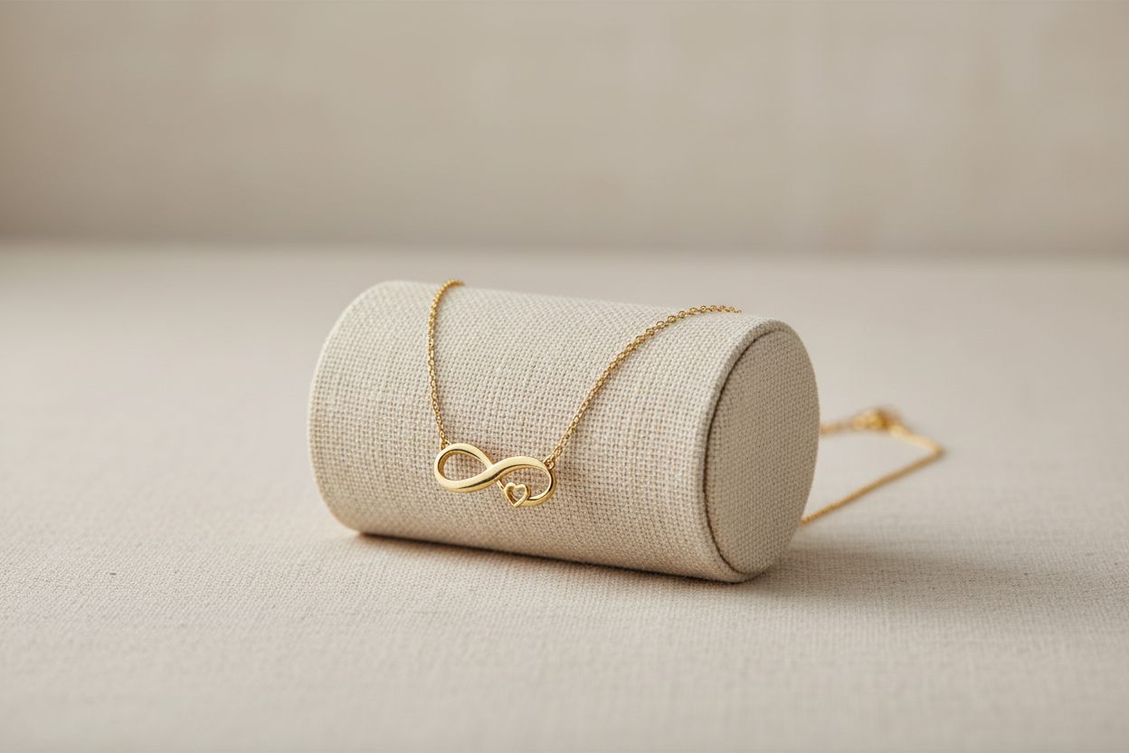 Collier doré double cœur infini