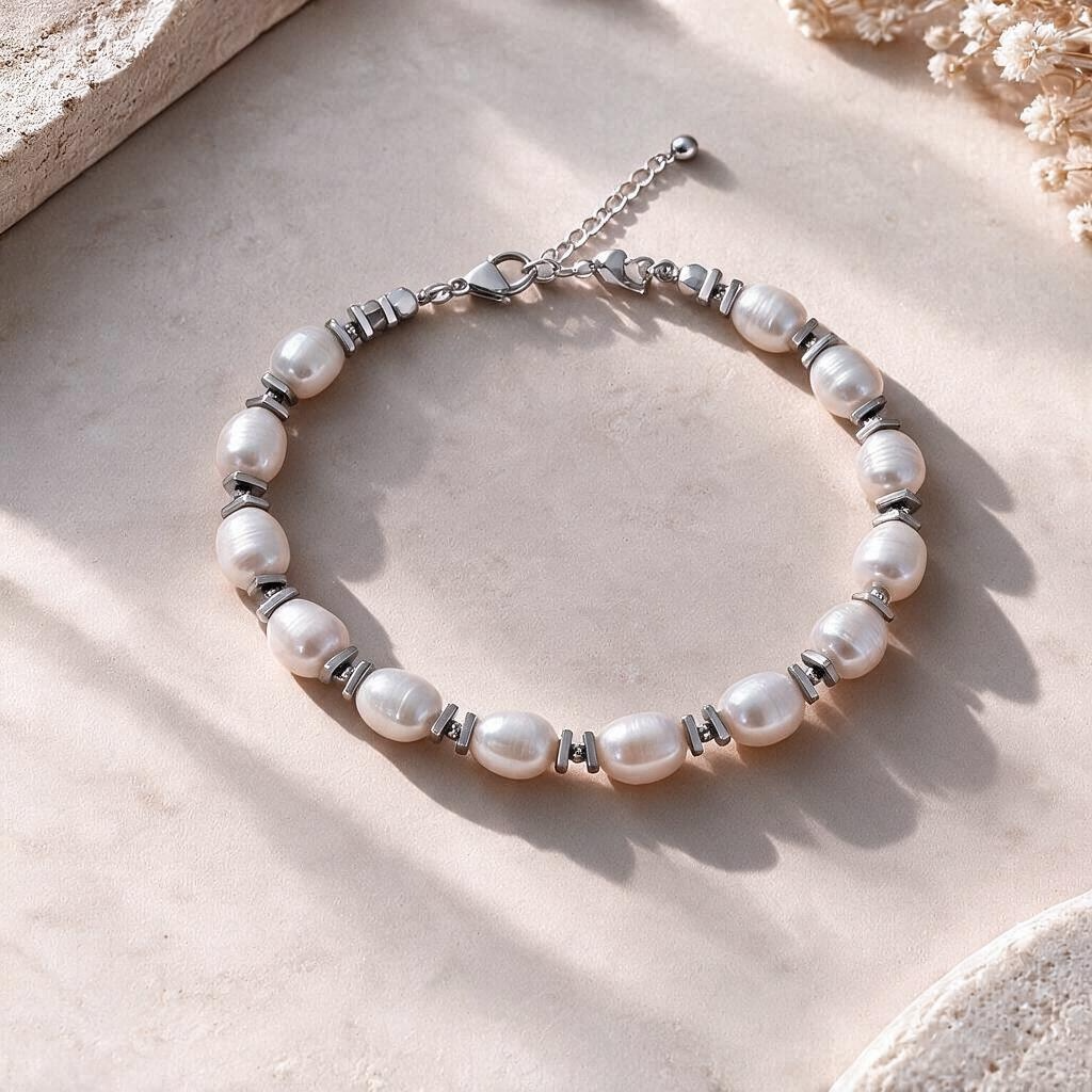 Bracelet en Perles de Culture d’Eau Douce Baroques – Élégance Intemporelle | Création Artisanale