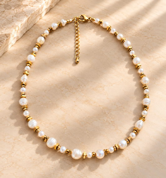 Collier en perles de culture d’eau douce naturelles