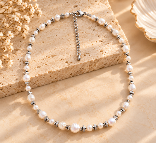 Collier en perles de culture d’eau douce naturelles