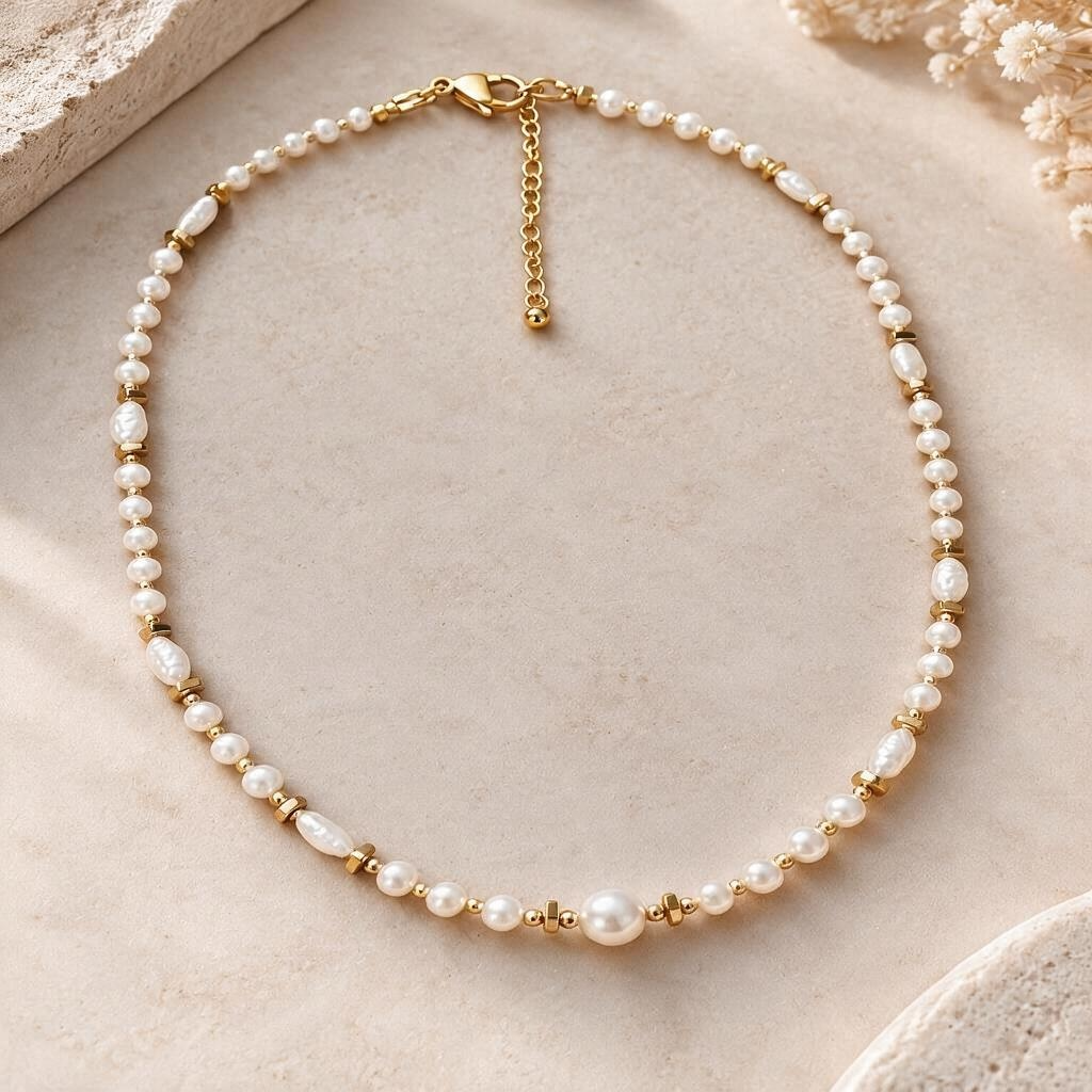 Collier en Perles de Culture d’Eau Douce – Création