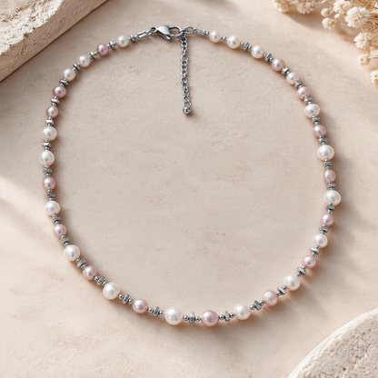 ✨ Éclat de Rose – Collier en Perles de Culture d’Eau Douce
