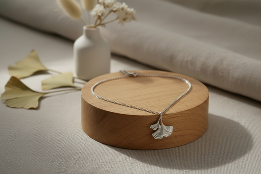🌿 Collier Gingko Argenté
