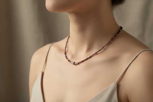 ✨ Collier en Rubis Saphir & Hématite – Élégance naturelle