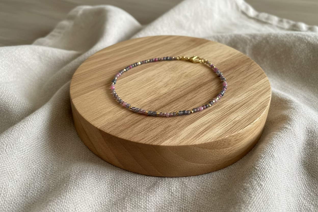 ✨ Collier en Rubis Saphir & Hématite – Élégance naturelle