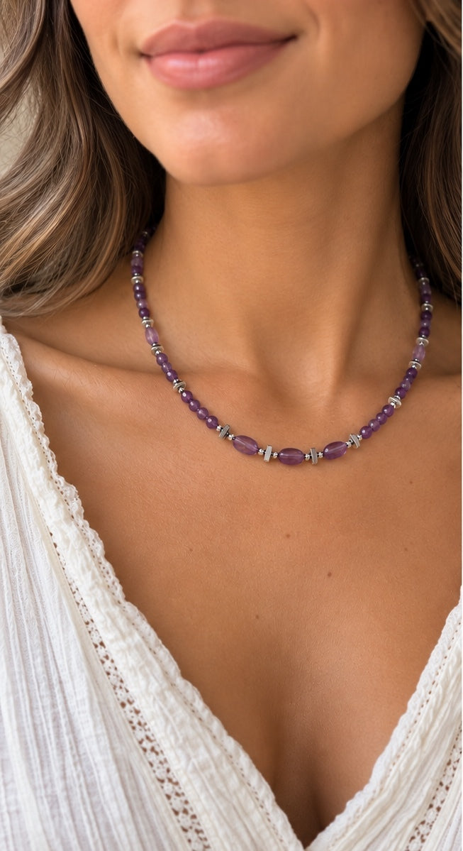 Collier Améthyste facettée