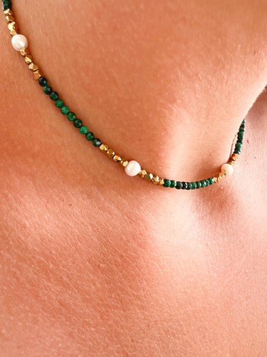 Collier Malachite avec perle eau douce  | Monsite